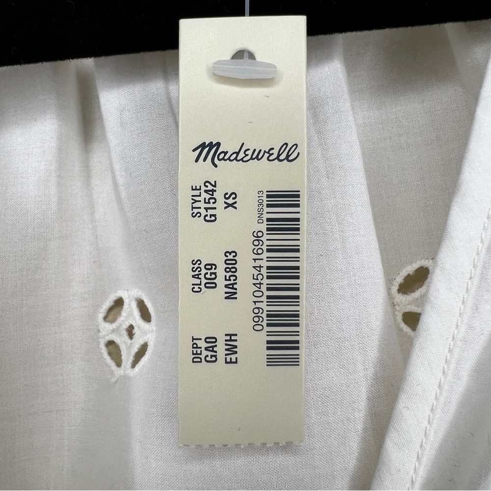 MADEWELL White Eyelet Popover Top - G1542 - Sz XS - Picture 12 of 13